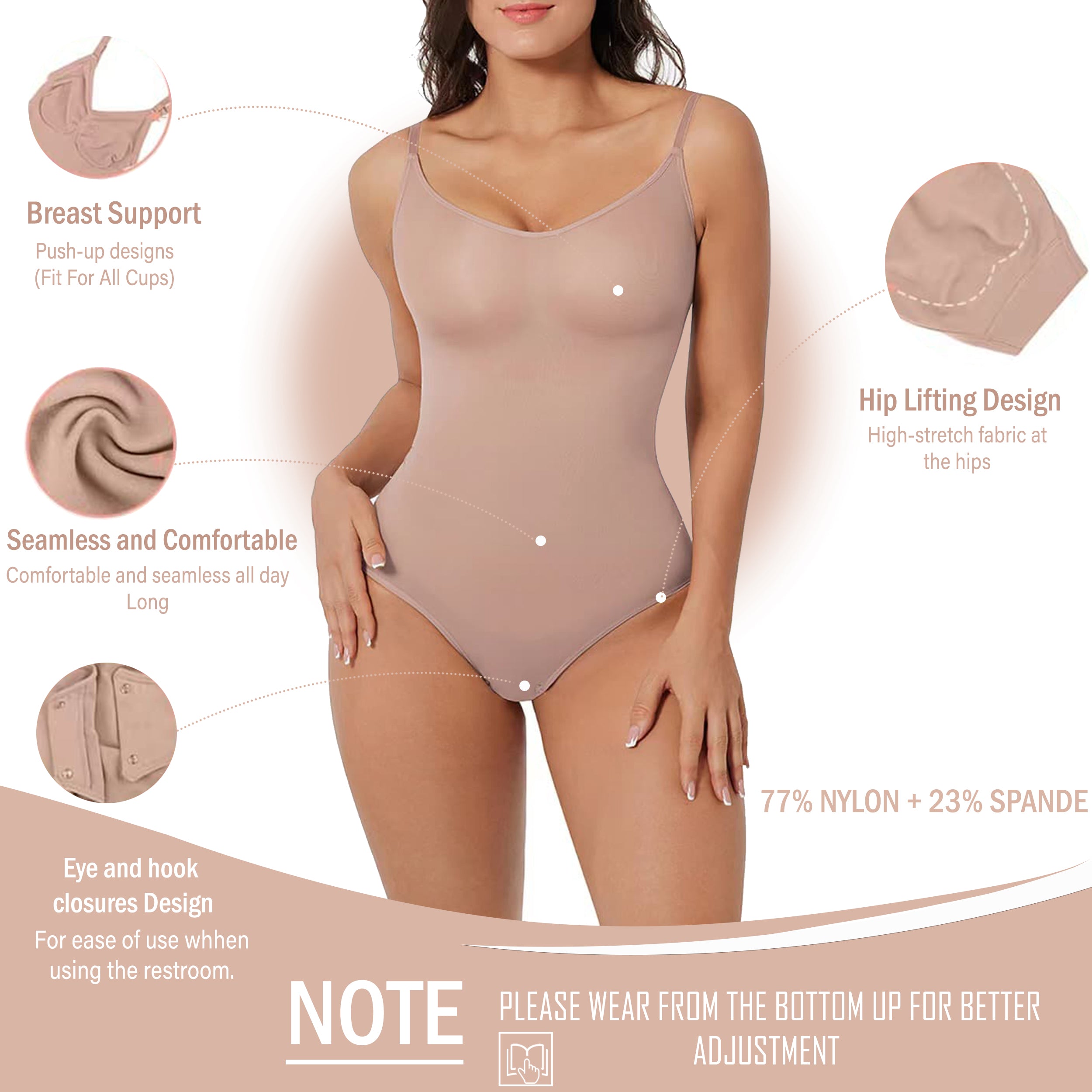 Seamless bodyshaper suit for Women - Full Body Shapewear Seamless Round Neck