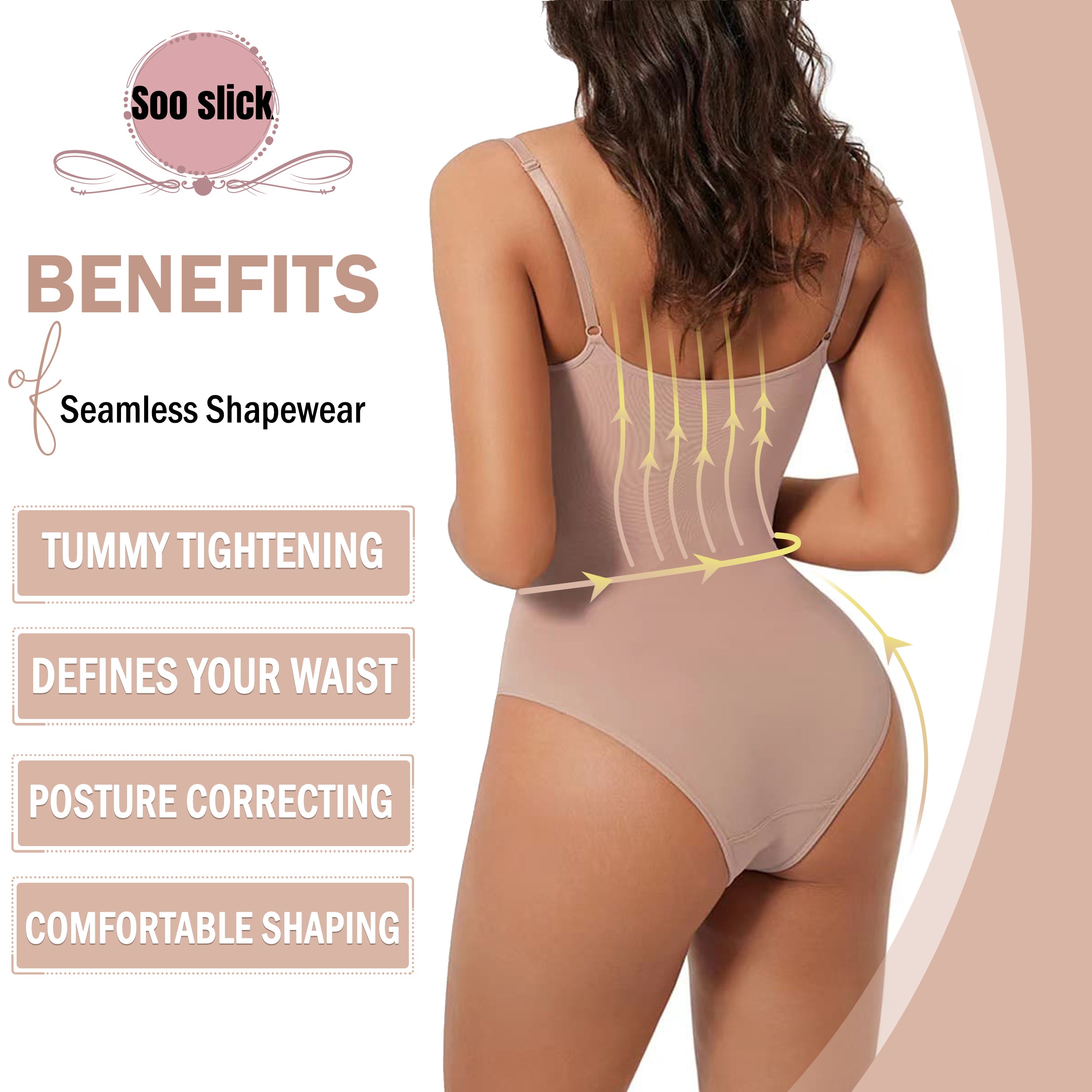 Seamless bodyshaper suit for Women - Full Body Shapewear Seamless Round Neck
