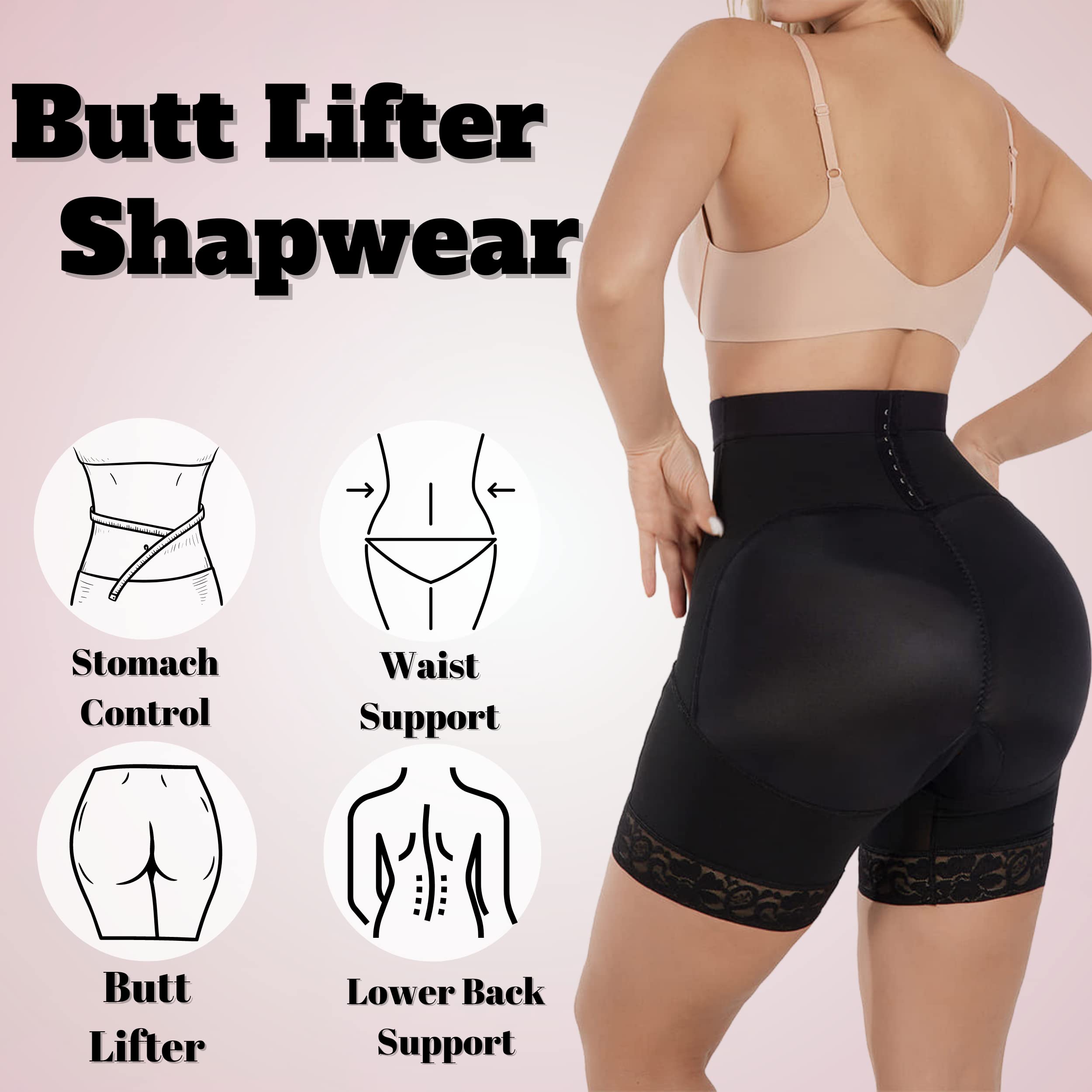 Waist trainer for Women with Butt Lifter Shorts - Removable Snatch Me Up Wrap for Lower Belly